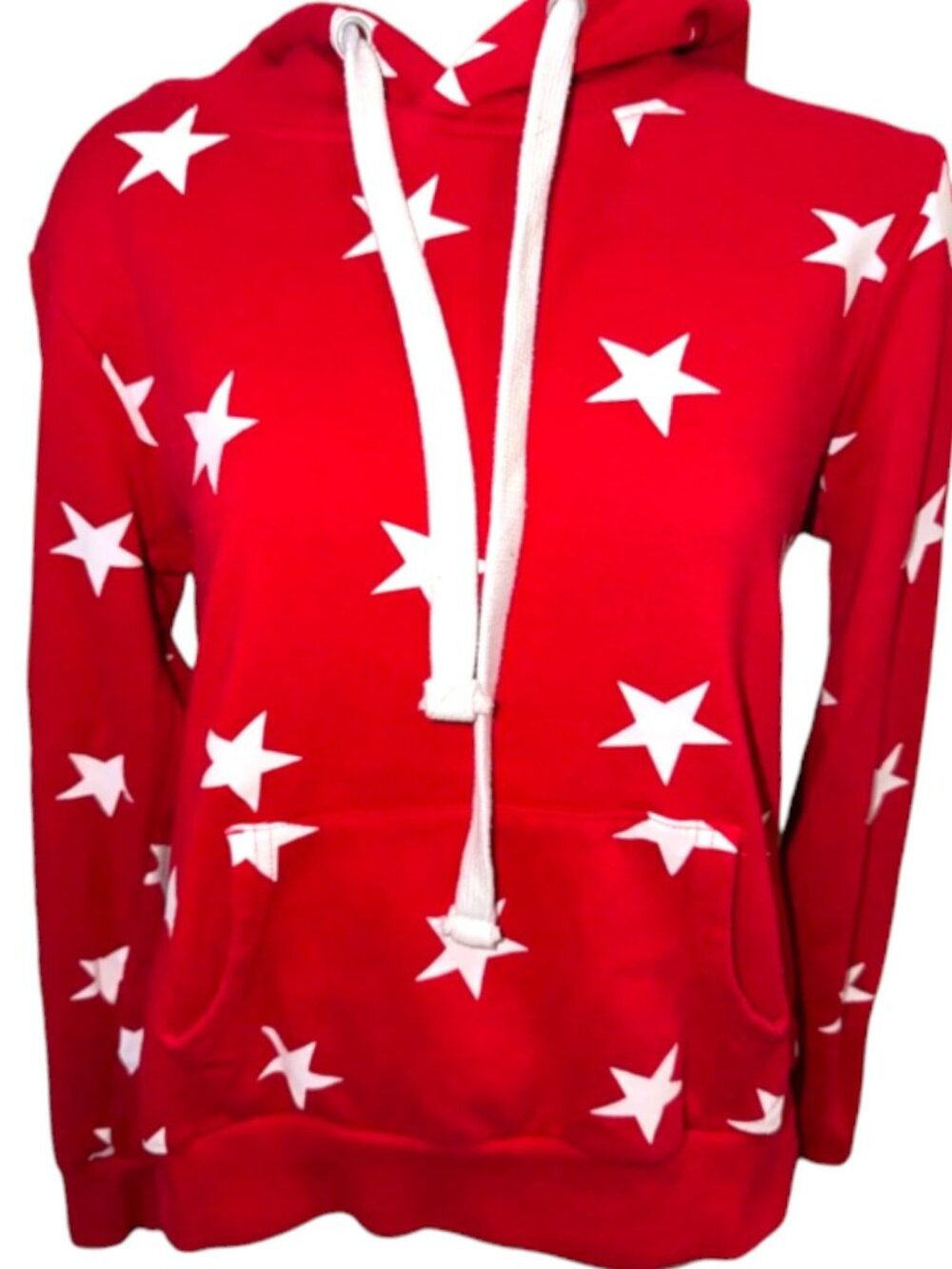 Reflex Hoodie Women's XL Red White Star Print Pullover Sweatshirt